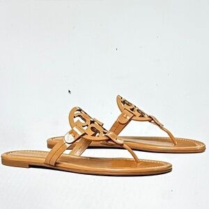 Tory Burch Tan Patent Leather Miller Sandal Size 8.5